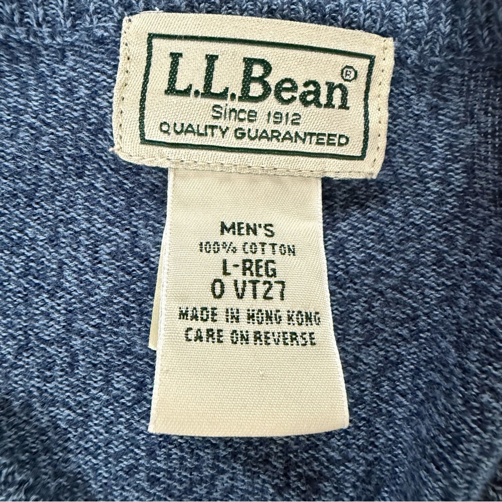 LL Bean Men’s 100% Cotton V Neck‎ Sweater Long Sleeve Sz Large Preppy Classic - Picture 2 of 8